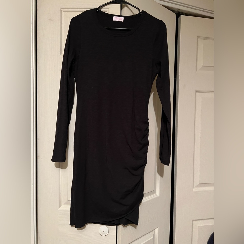 Pink lily black long sleeve dress